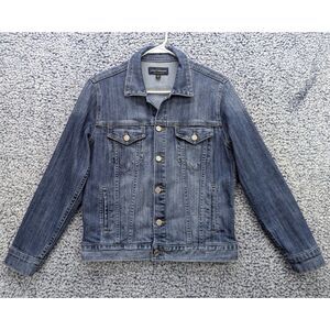 Lucky Brand Tomboy Trucker Denim Jacket Size M Button Up Faded Preppy Boho Blue